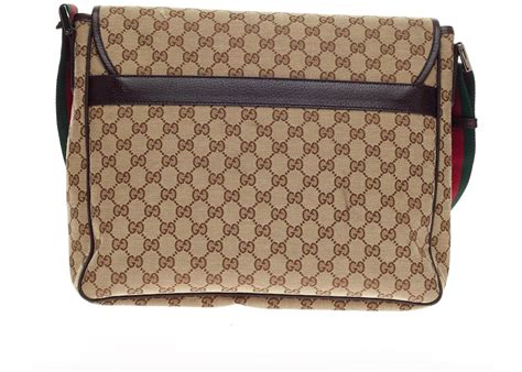 gucci web strapped messenger gg medium brown|Gucci Web Strap Messenger GG Medium Brown .